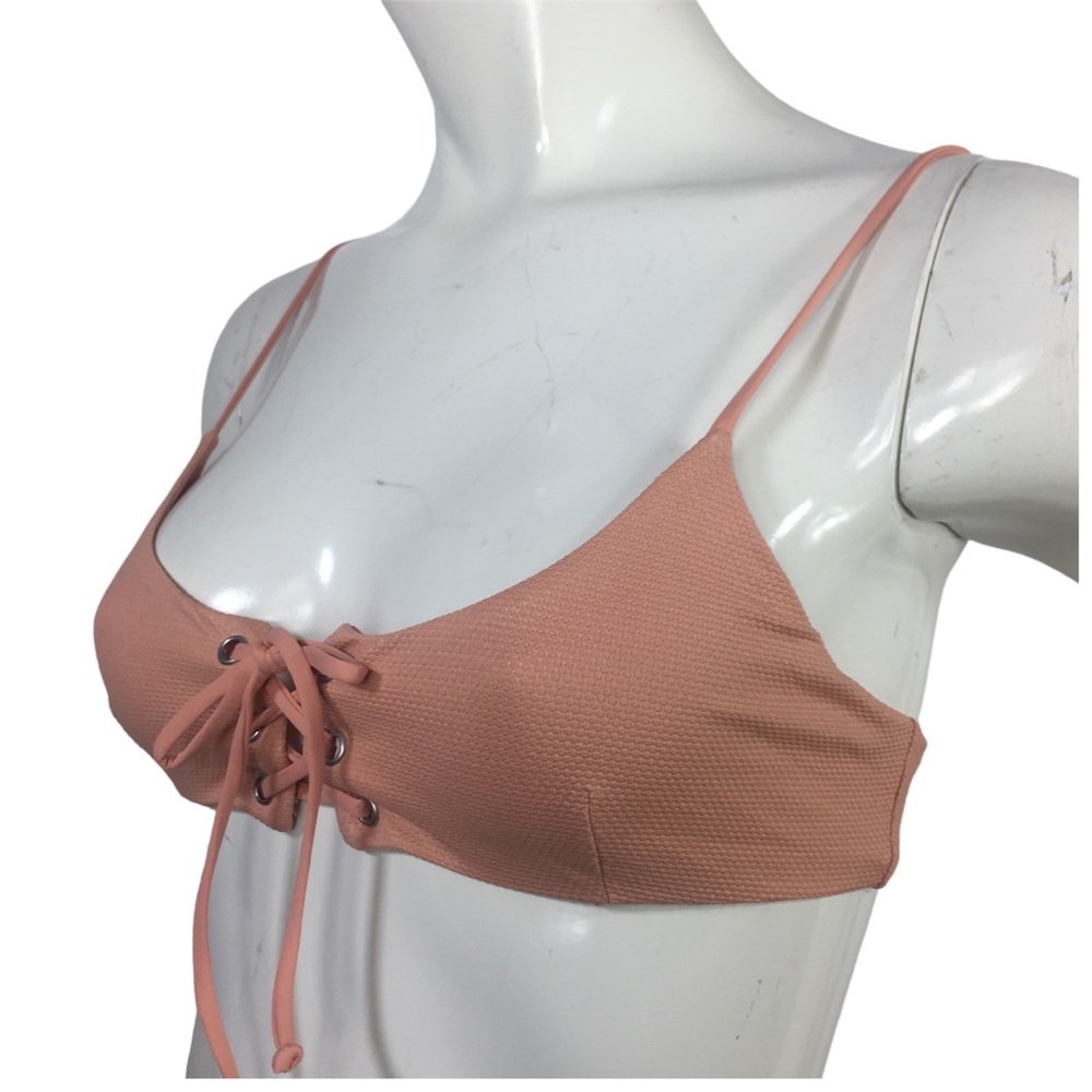 TAVIK Lace Up Bikini Top Reign Glossy Pique Desert Clay S
